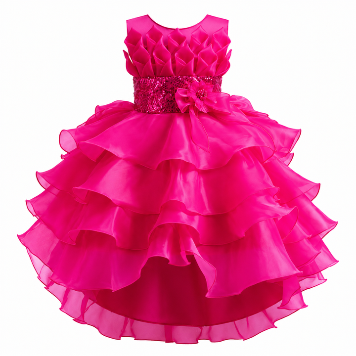 Royal Bloom Layered Princess Dress — Sapphire