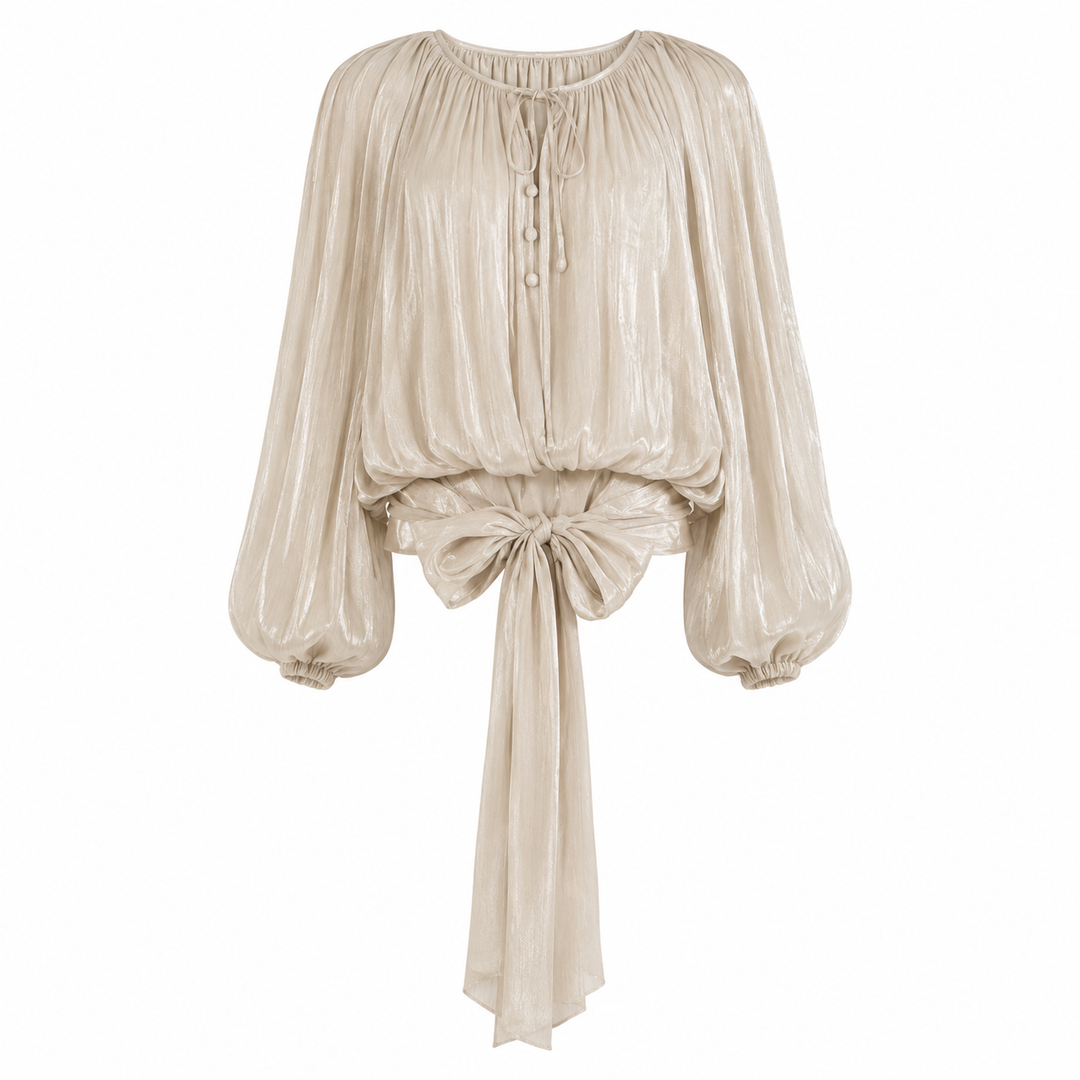 Pearl Mist Shimmer Blouse - Elegance