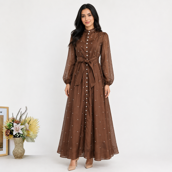 Pearl Embellished Maxi Dress - Midnight