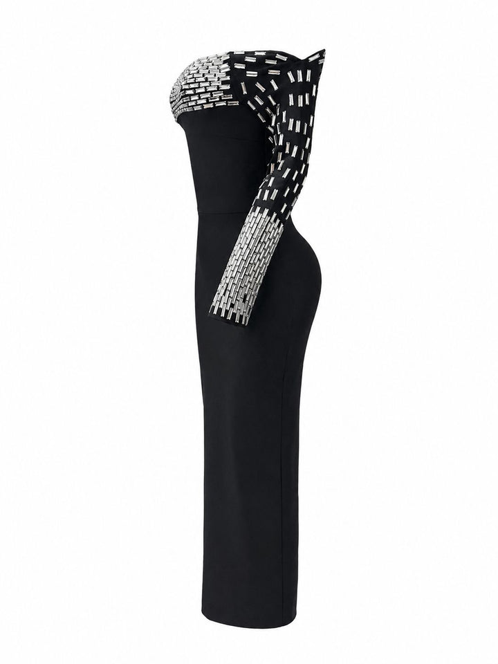 Crystal Embellished One-Shoulder Evening Dress - Prestige
