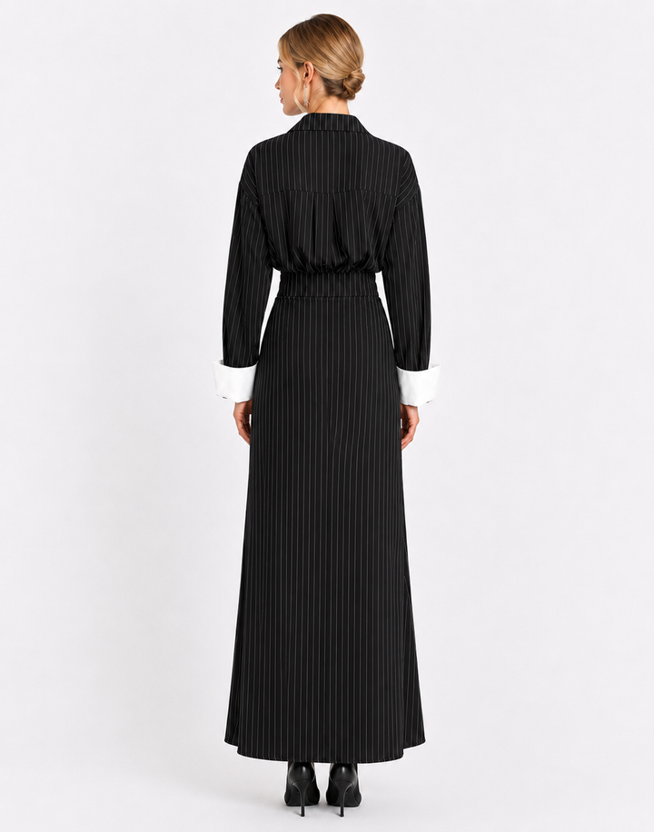 Classic Pinstripe Maxi Dress - Chic