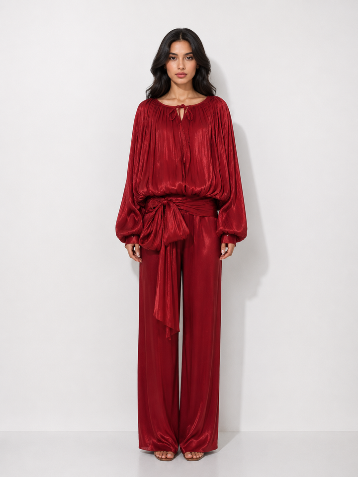 Pearl Mist Shimmer Blouse - Elegance