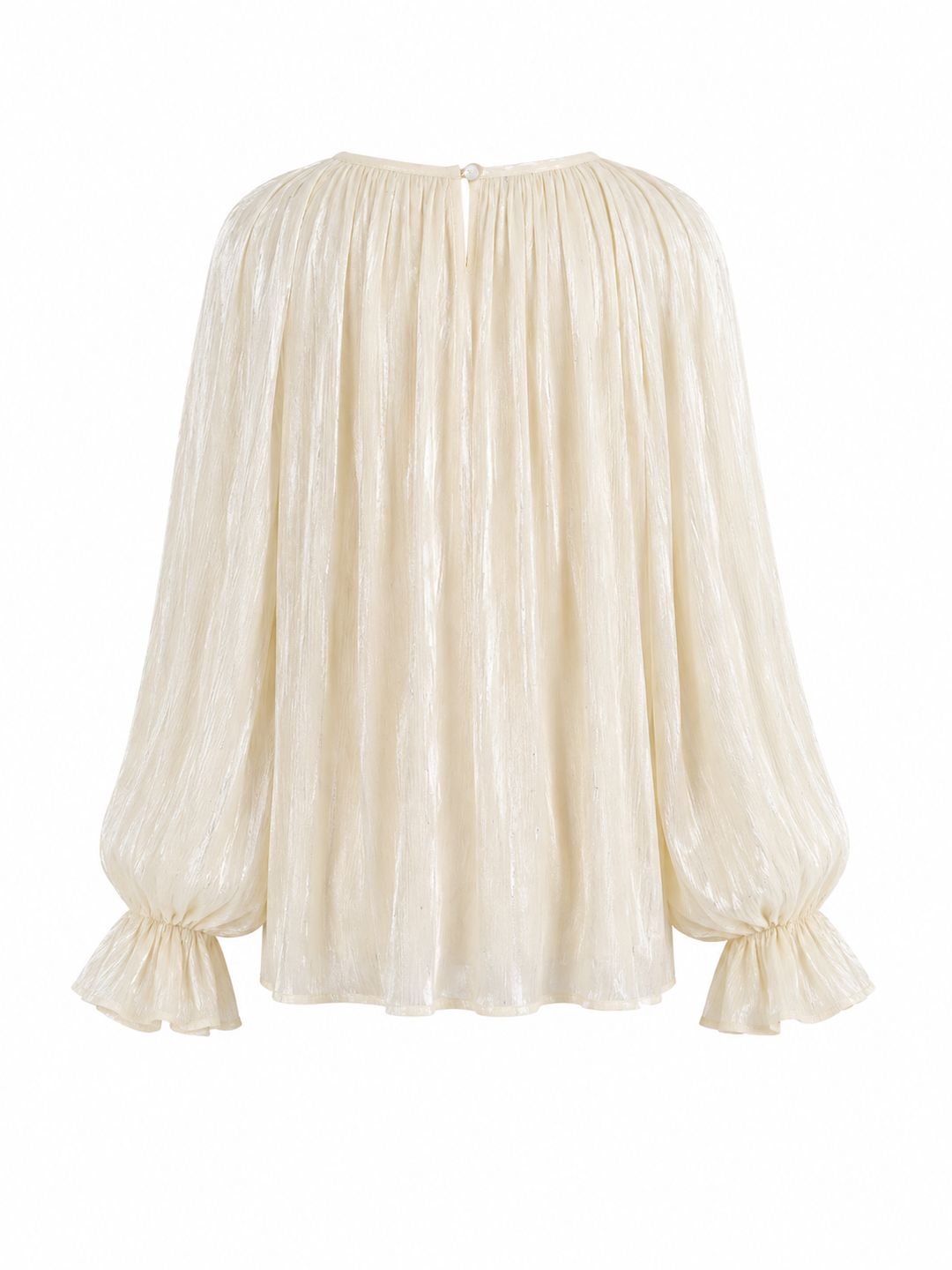 Ivory Shimmer Ruffle Sleeve Blouse - Grace