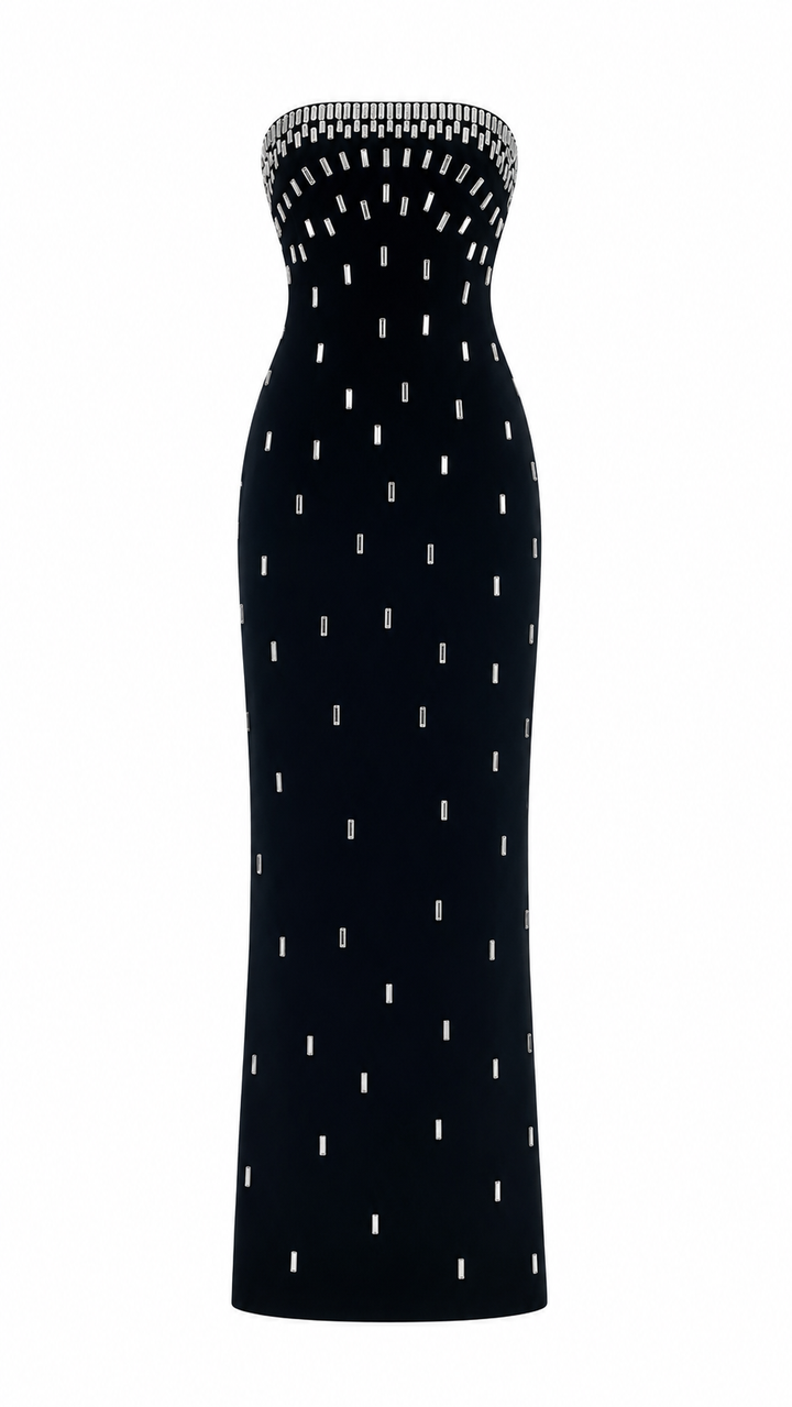 Midnight Crystal Column Dress - Eclipse