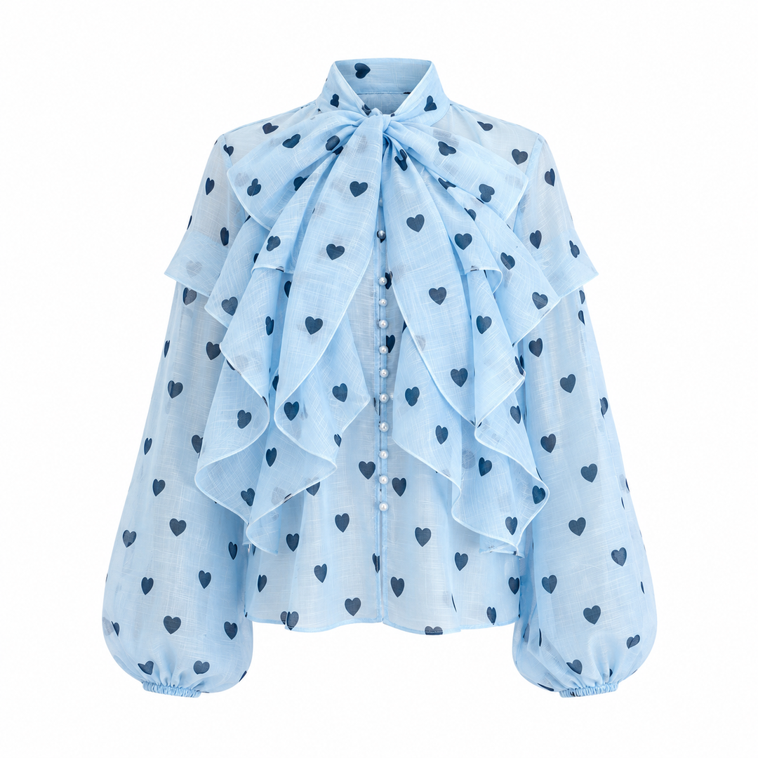 Sky Heart Ruffle Blouse - Charm