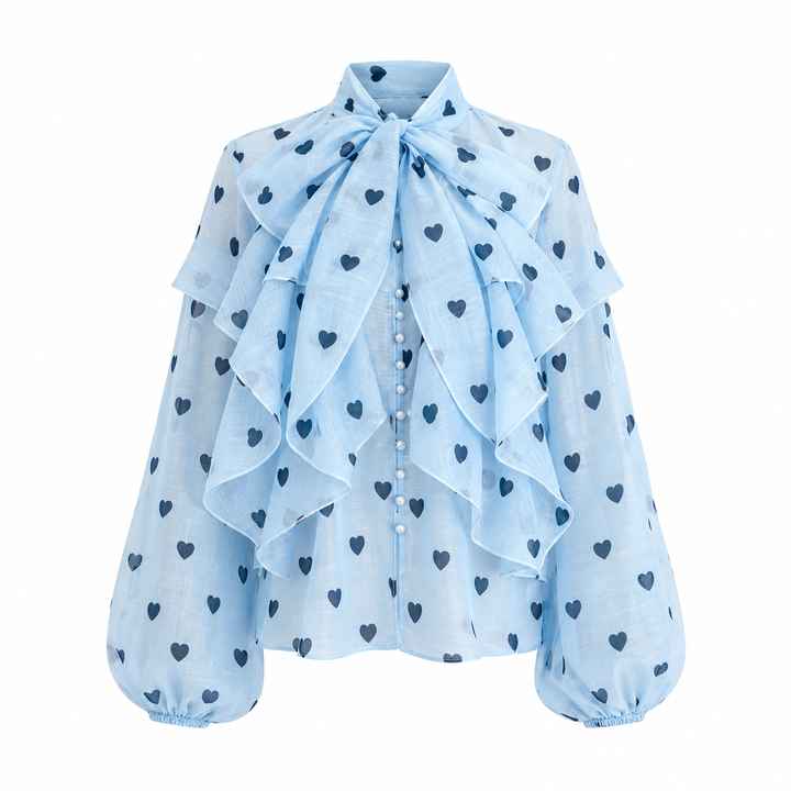 Sky Heart Ruffle Blouse - Charm