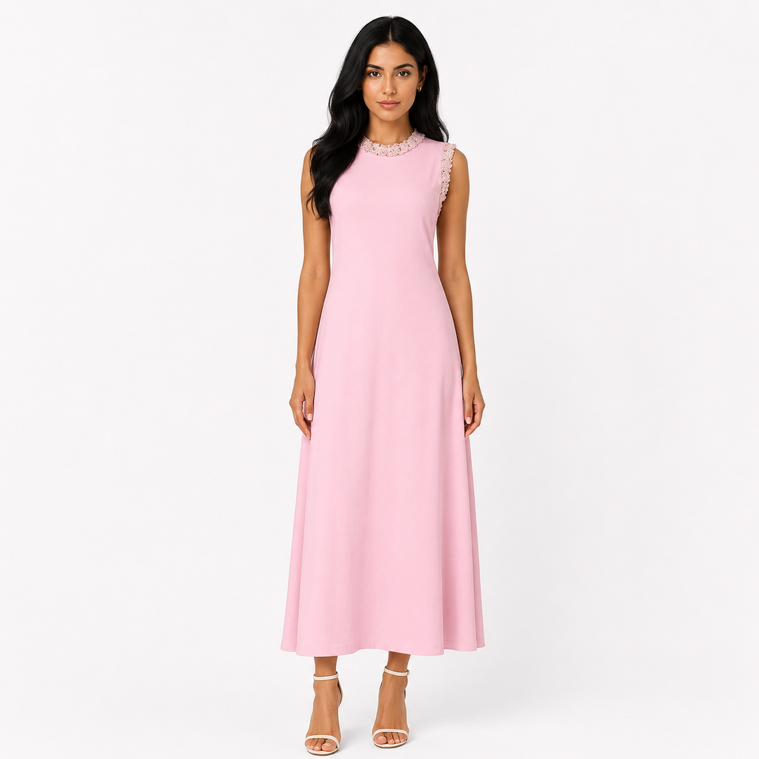 Embellished Sleeveless Maxi Dress - Sky