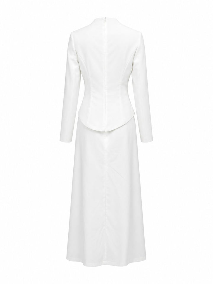 Elegant High-Neck Maxi Dress - Cocoa
