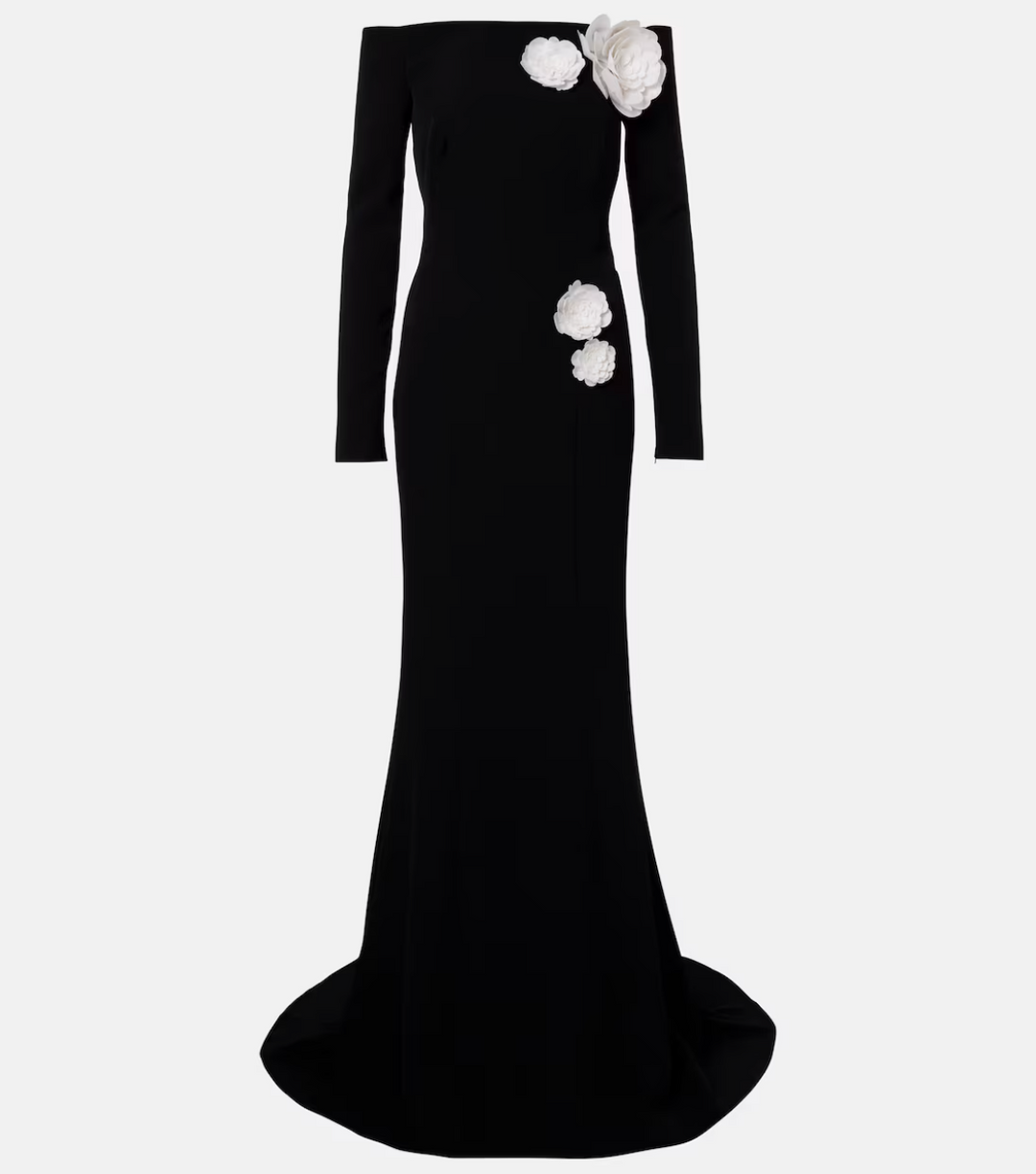 off-shoulder mermaid gown with floral appliqué – BLOOM