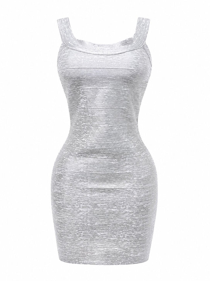 Metallic Textured Bodycon Mini Dress - Shimmer
