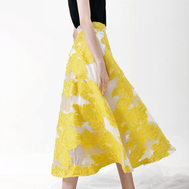 floral jacquard midi skirt – LUMINA