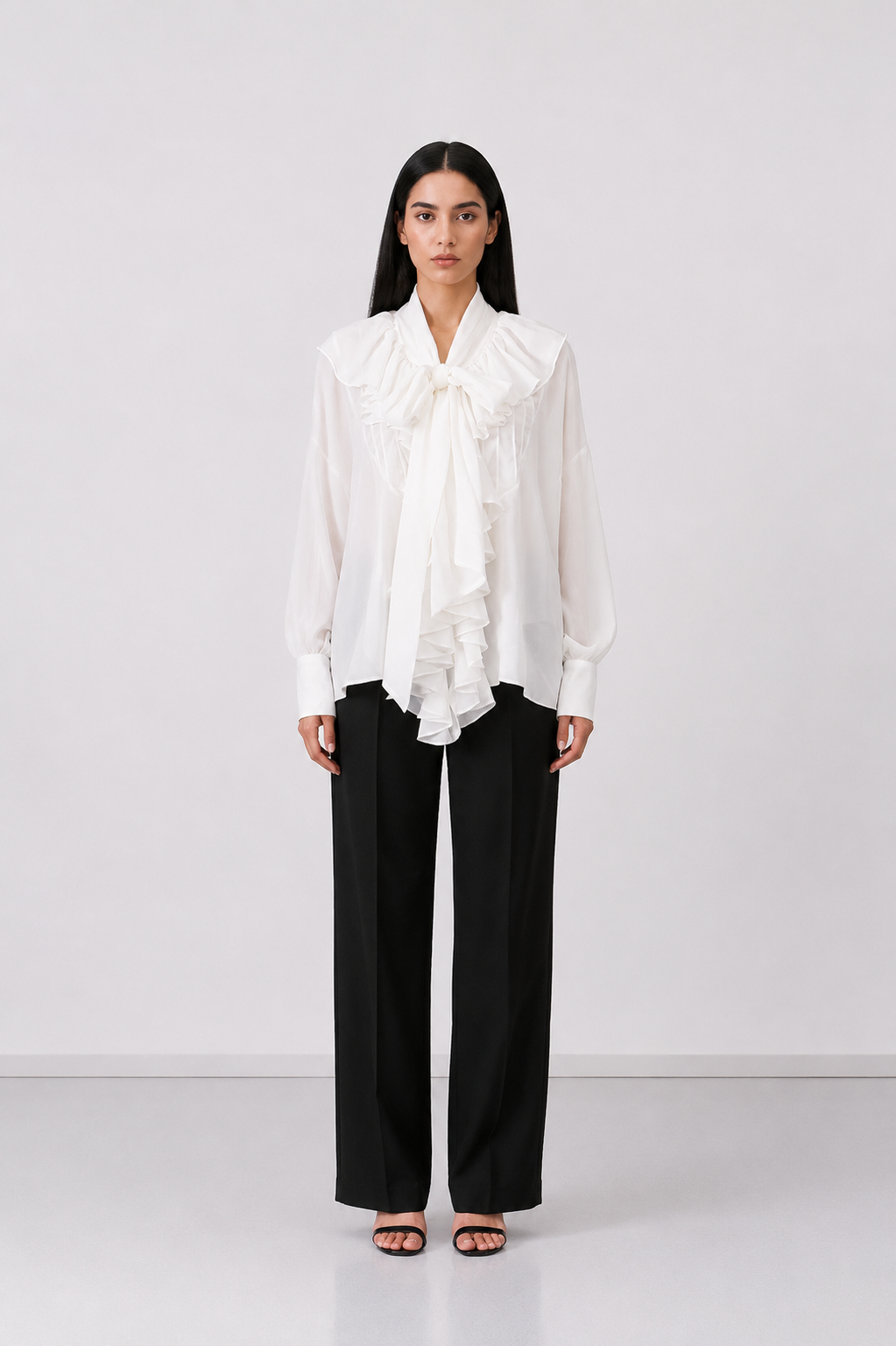 Pink Ruffle Tie-Neck Blouse - Romance