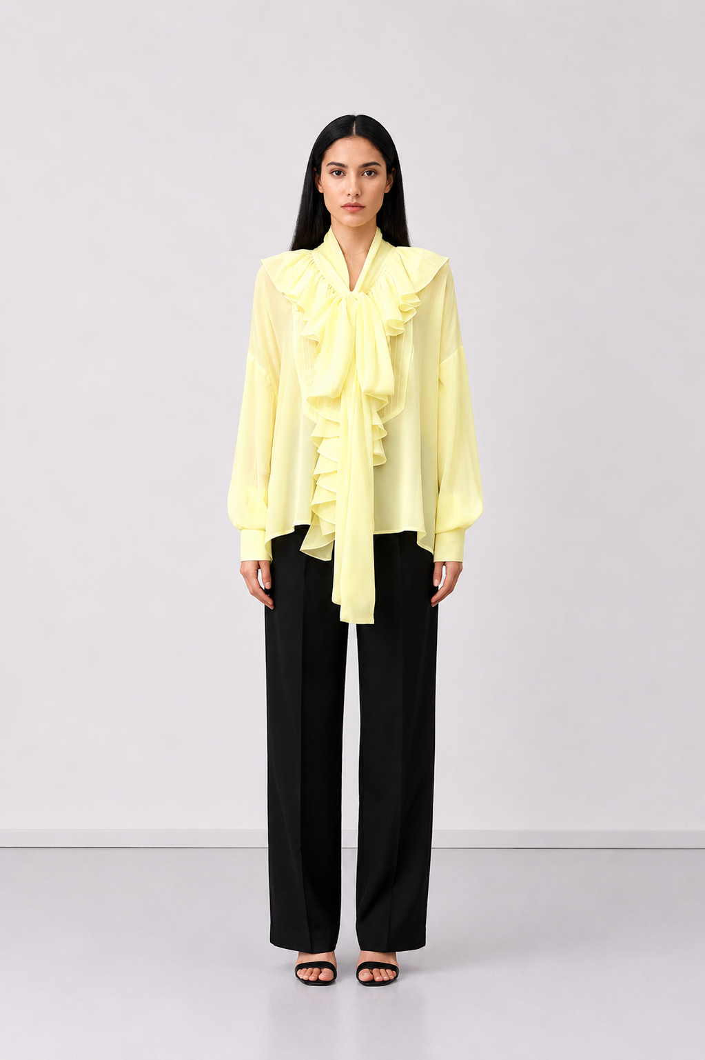 Pink Ruffle Tie-Neck Blouse - Romance