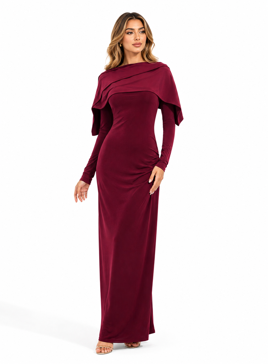 Draped Off-Shoulder Maxi Dress - Ocean