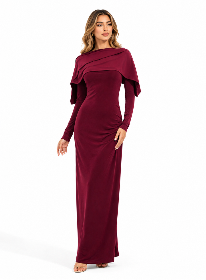 Draped Off-Shoulder Maxi Dress - Ocean