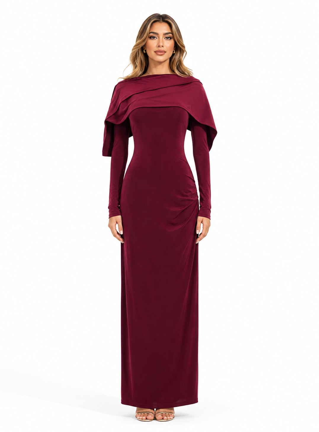Draped Off-Shoulder Maxi Dress - Ocean