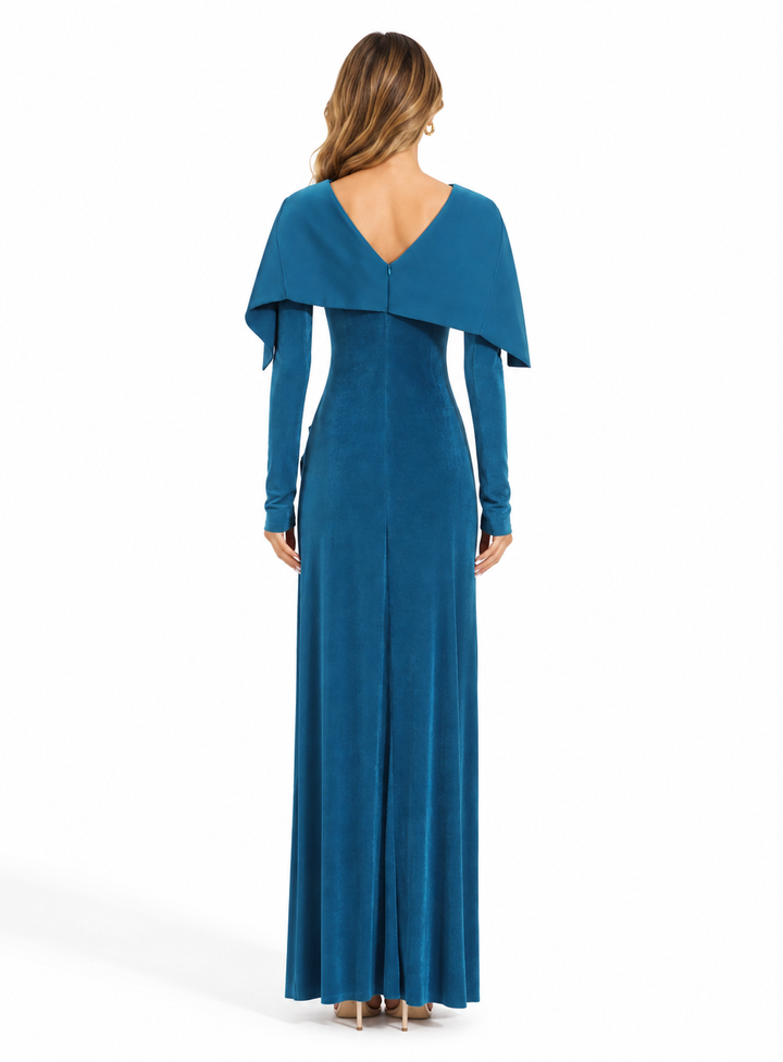 Draped Off-Shoulder Maxi Dress - Ocean
