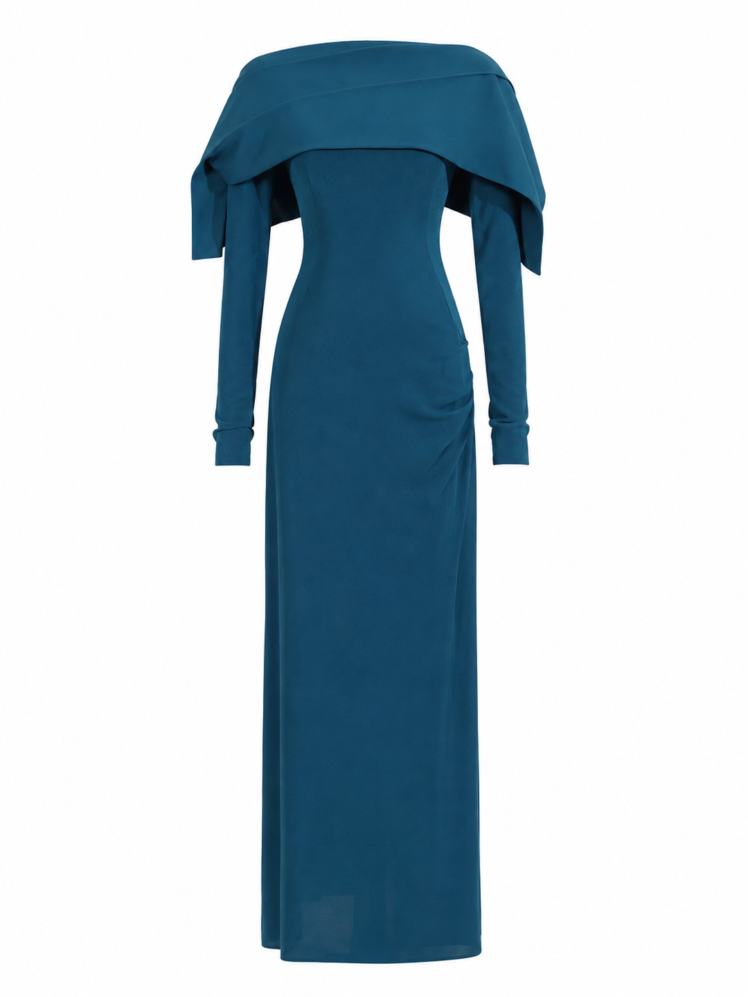 Draped Off-Shoulder Maxi Dress - Ocean