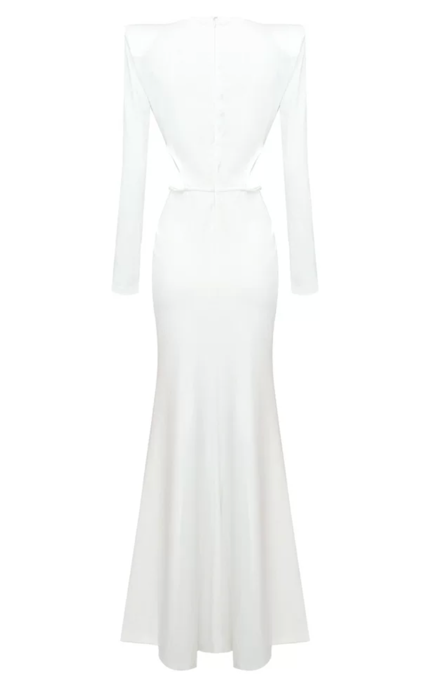 White Cut-Out Embellished Evening Gown – Celestine