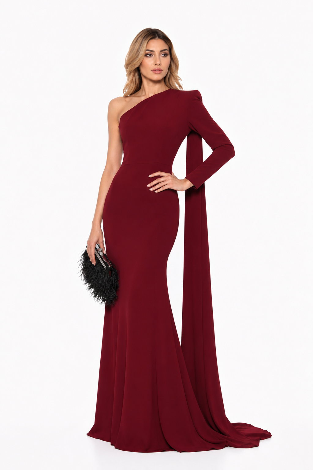 One-Shoulder Mermaid Gown – Merlot