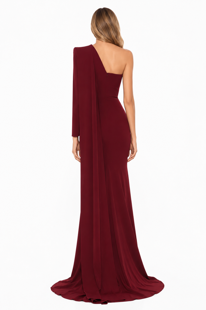 One-Shoulder Mermaid Gown – Merlot