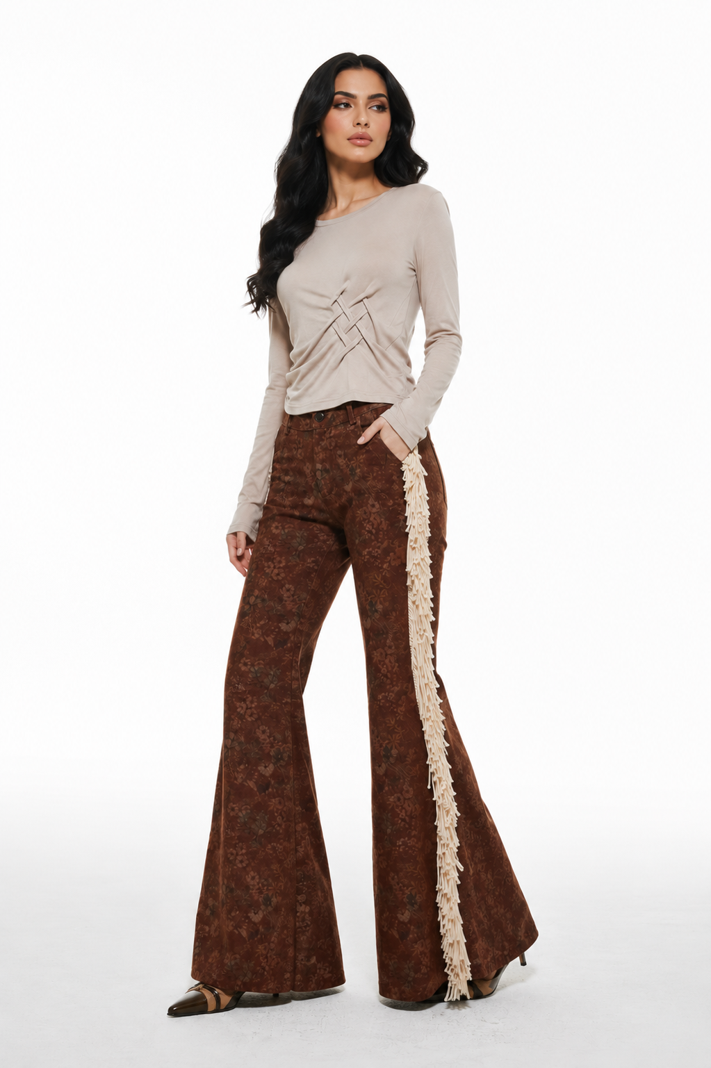 Floral Fringe Flare Pants – Sienna