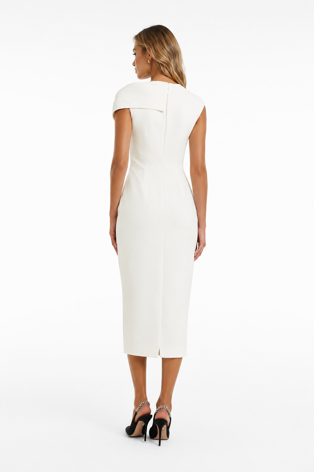 Asymmetric Draped Midi Dress – Blush