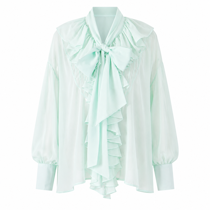 Pink Ruffle Tie-Neck Blouse - Romance