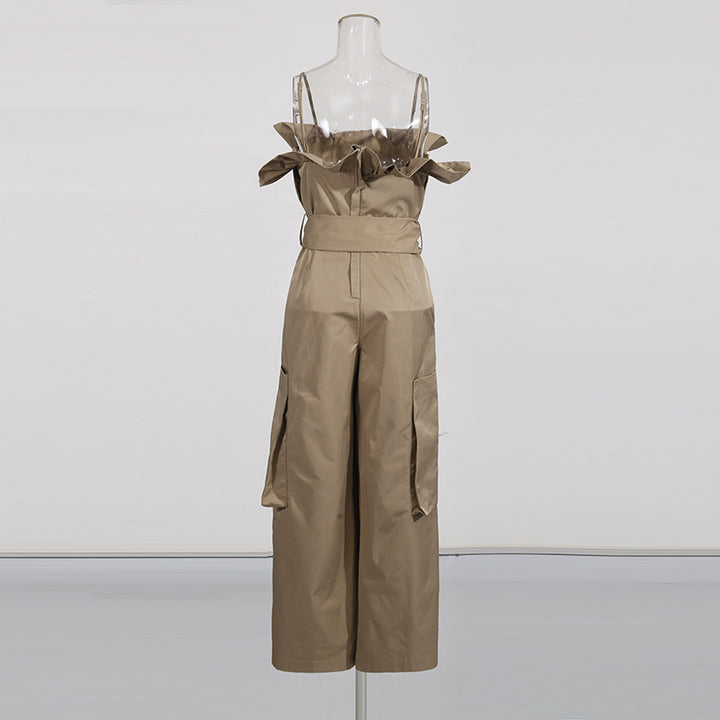 off-shoulder belted utility midi dress with front buttons – SIENNA