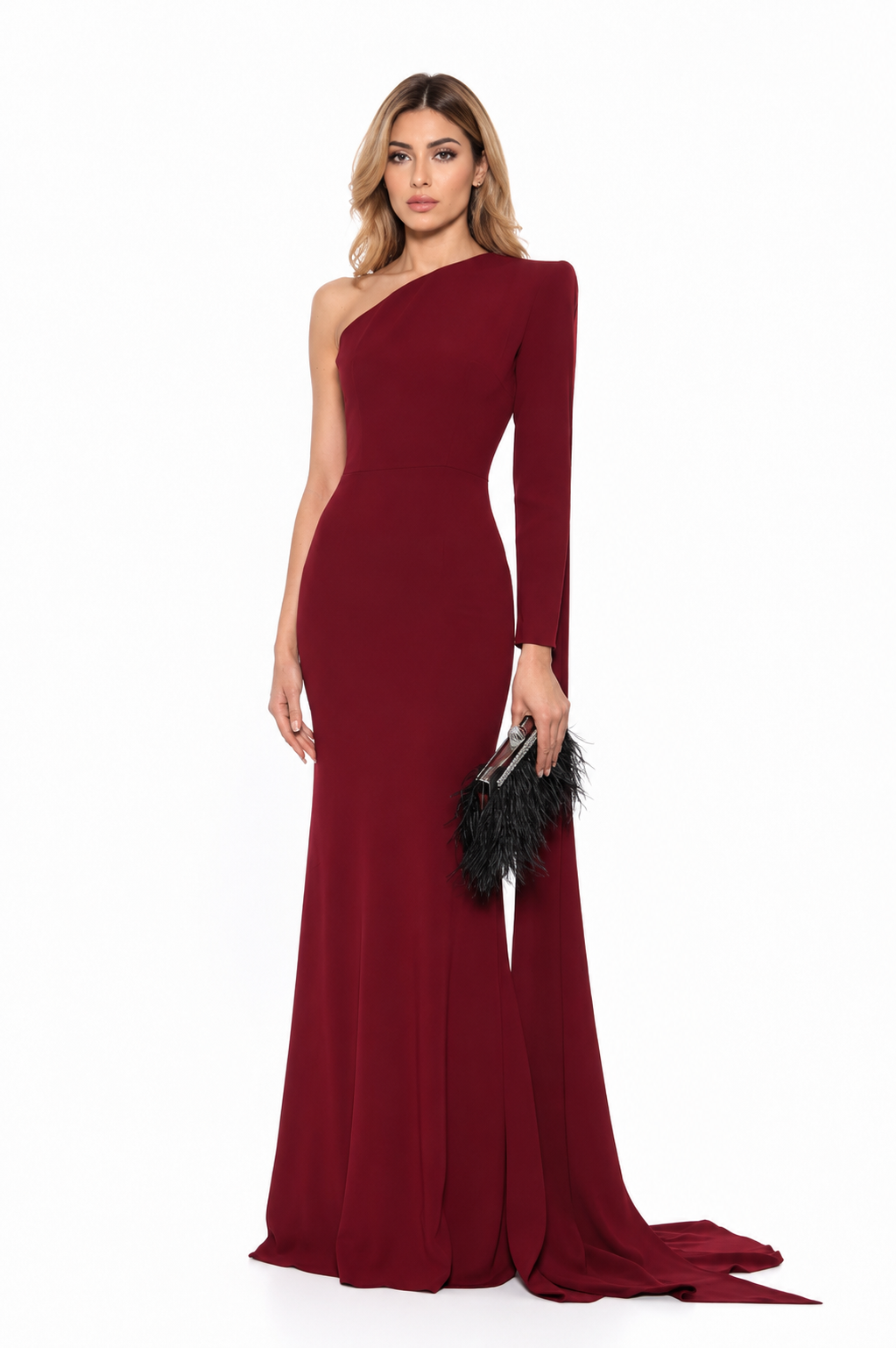 One-Shoulder Mermaid Gown – Merlot