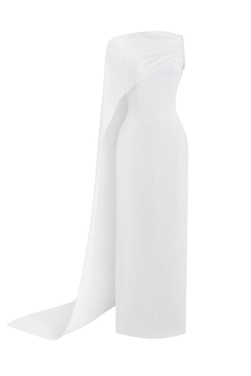 فستان بكتف واحد مع عباءة منسدلة – أورورا