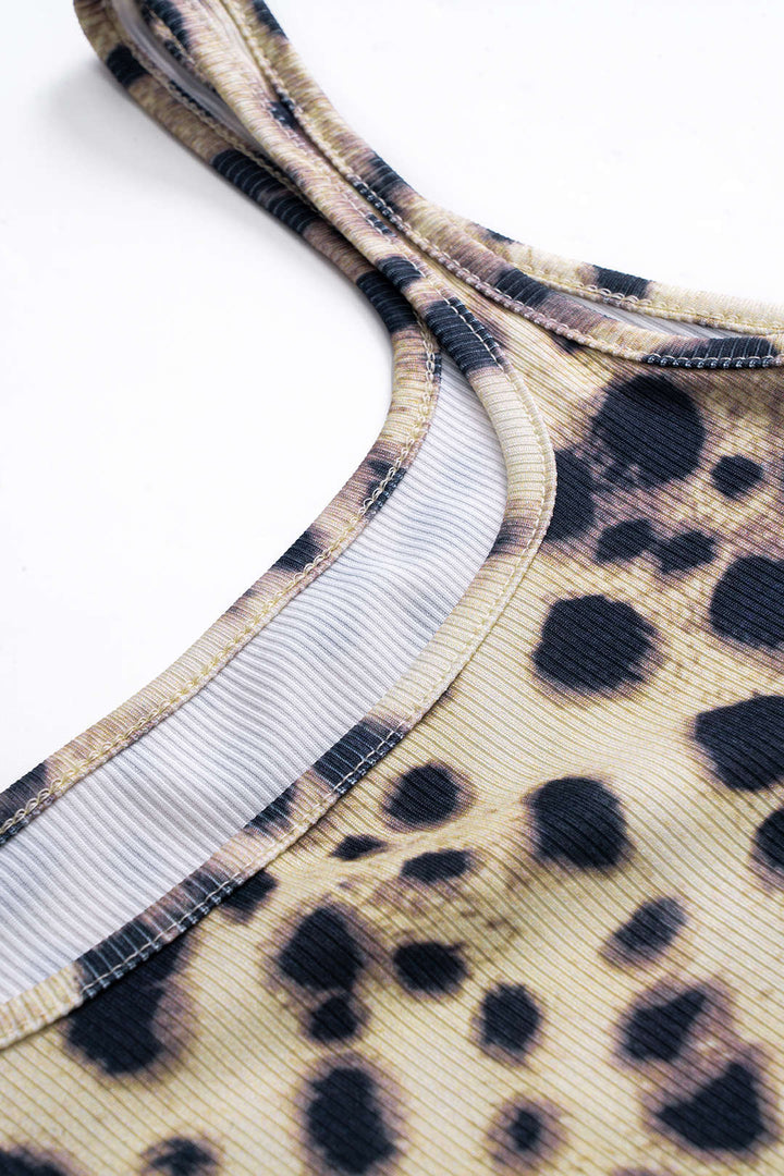 Leopard Print Vest And Shorts Set