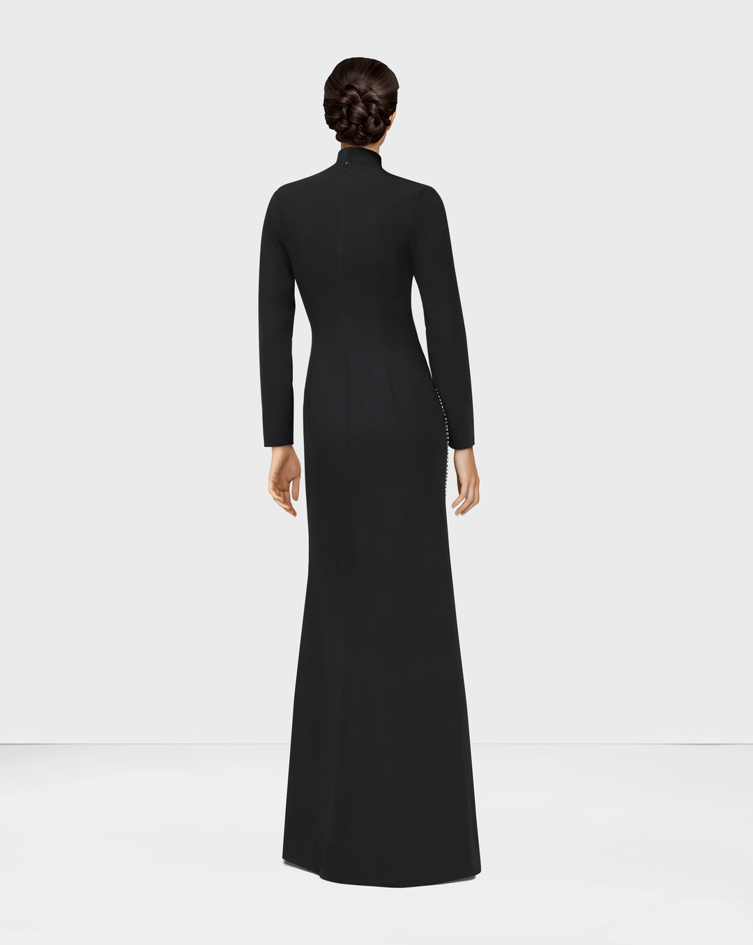 Long sleeve column dress with vertical beading-Ghadeer