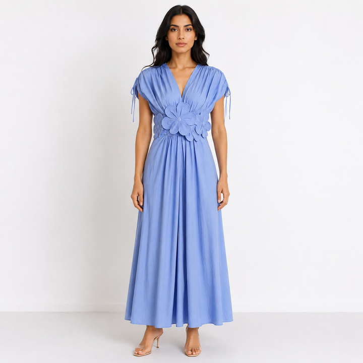 White Floral Waist Detail Midi Dress – BLANCHÉA