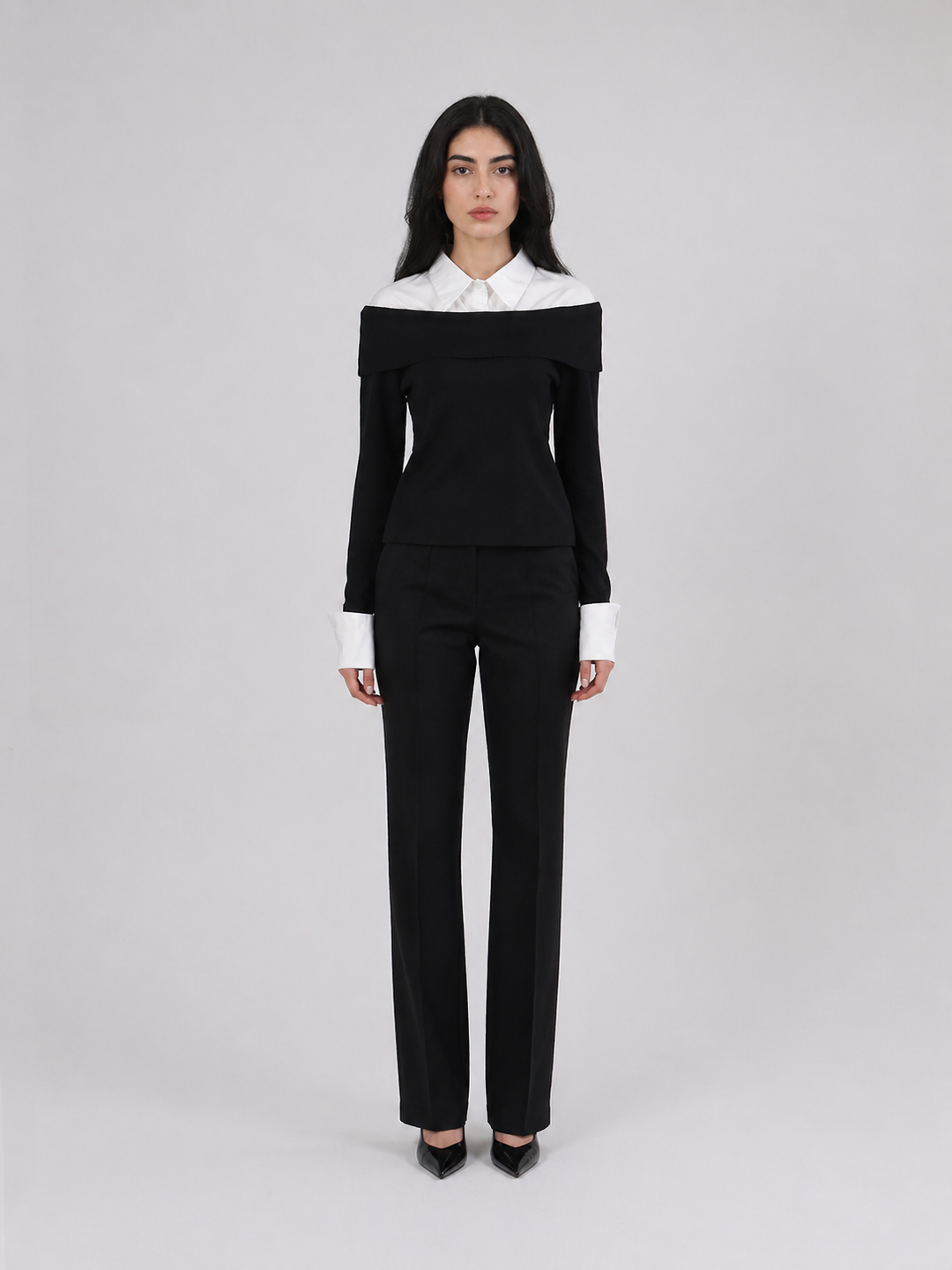 Black Off-Shoulder Layered Shirt Top – MONÉRA