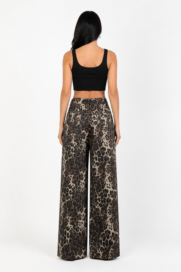 Distressed Leopard Wide-Leg Jeans – STREET