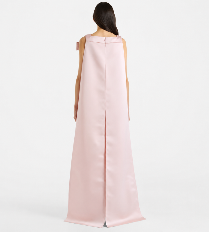 Blush Pink Bow Cape Evening Gown - Rosalie