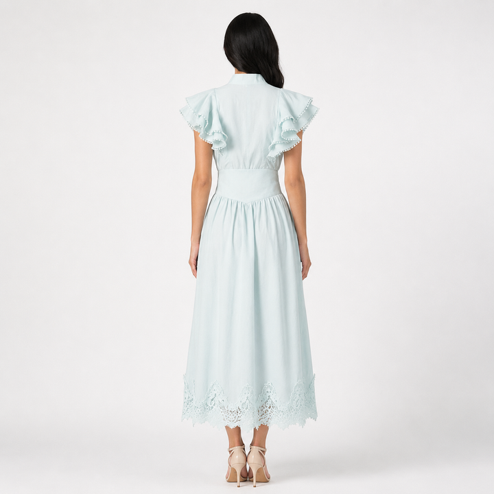 Vintage Lace Hem Midi Dress - Charm