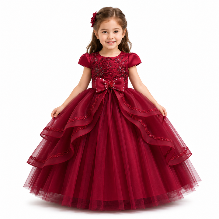 Princess Layered Ball Gown for Girls - Royal