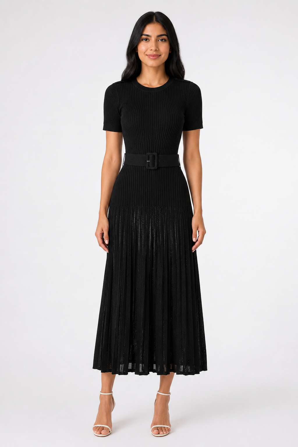 Champagne Ribbed Knit Maxi Dress - Grace