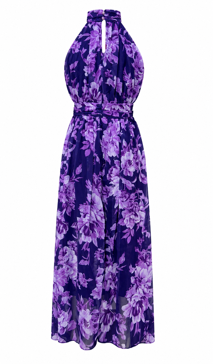 Violet Bloom Halter Maxi Dress - Dream