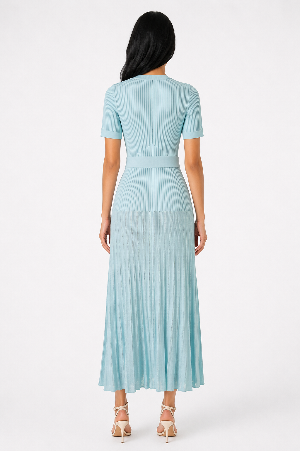 Champagne Ribbed Knit Maxi Dress - Grace