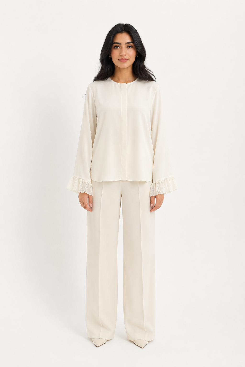 Elegant Lace Cuff Blouse - Timeless