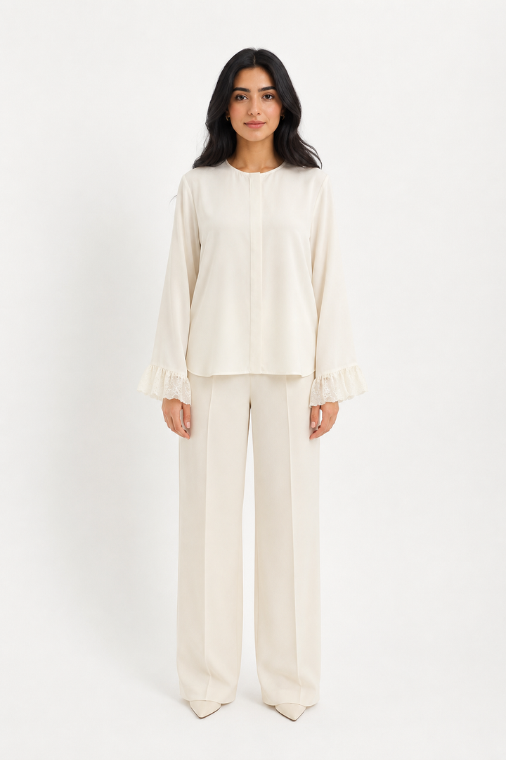Elegant Lace Cuff Blouse - Timeless
