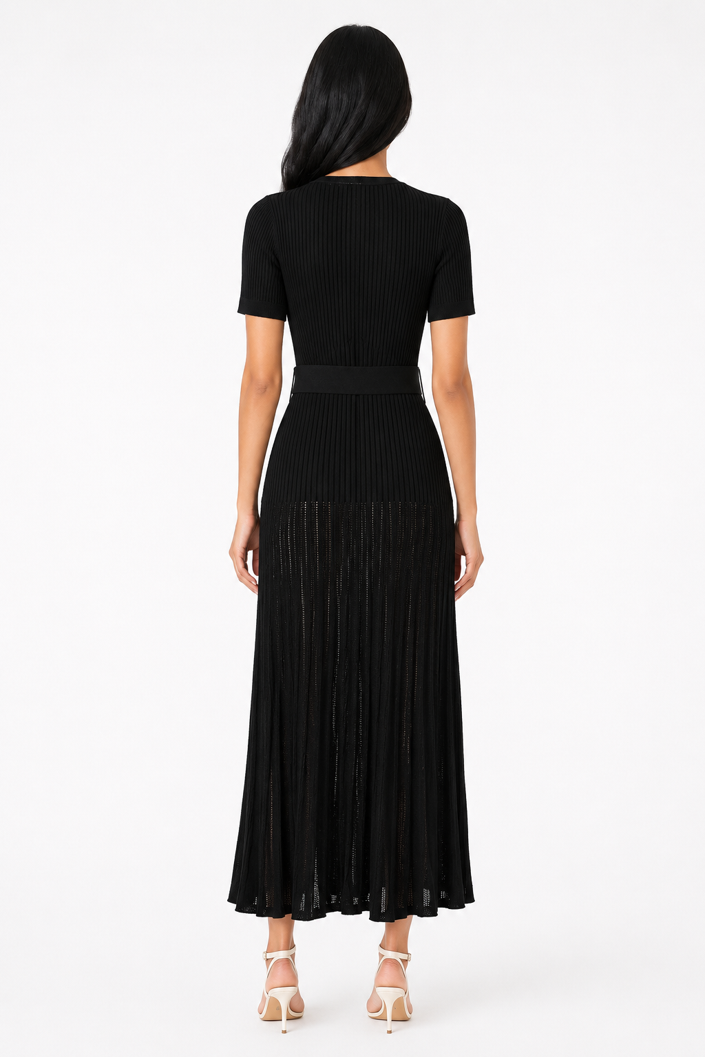 Champagne Ribbed Knit Maxi Dress - Grace