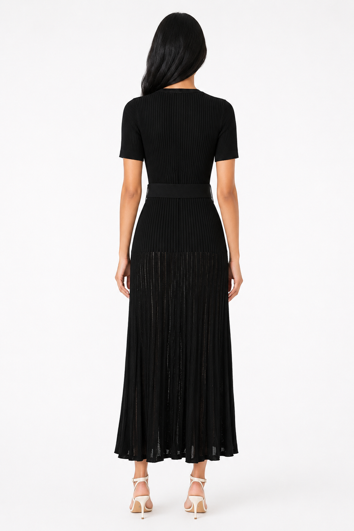 Champagne Ribbed Knit Maxi Dress - Grace