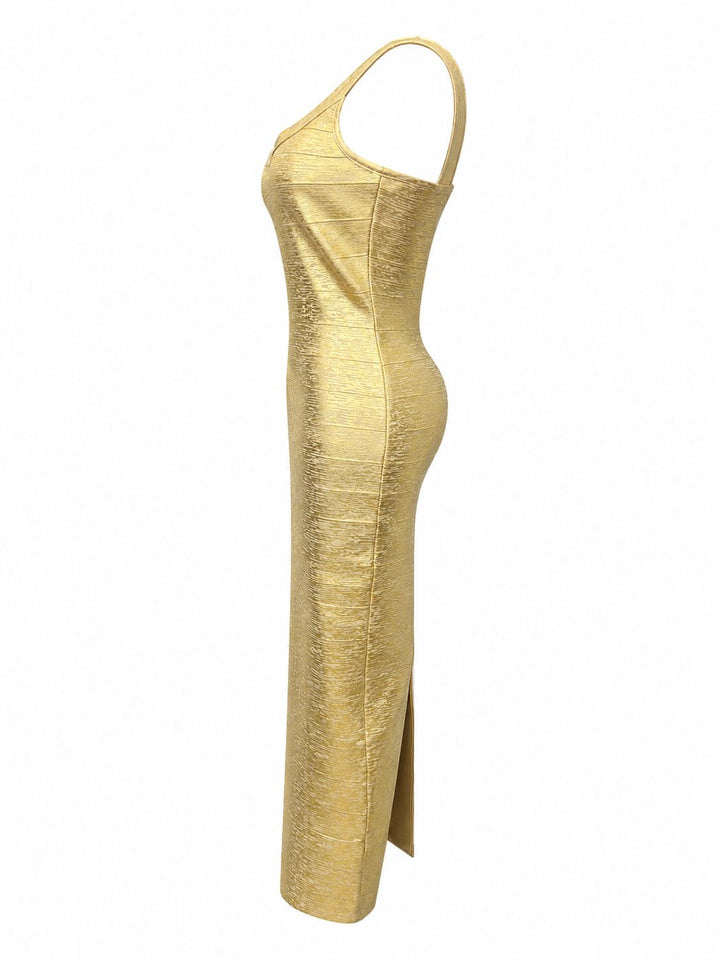 Metallic Textured Bodycon Mini Dress - Shimmer