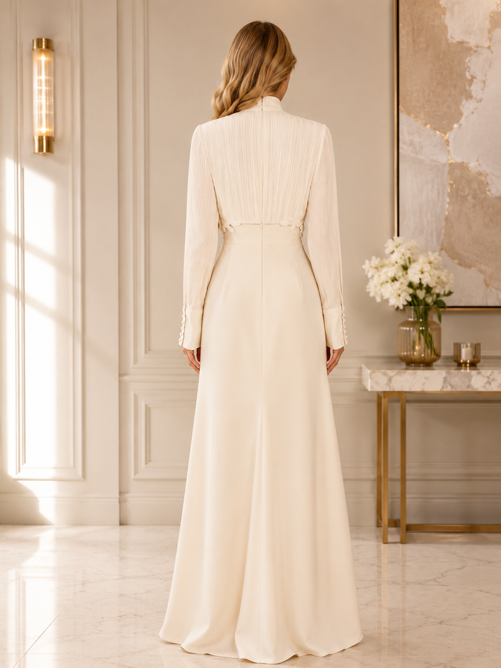 Elegant Contrast Bow Maxi Dress - Grace