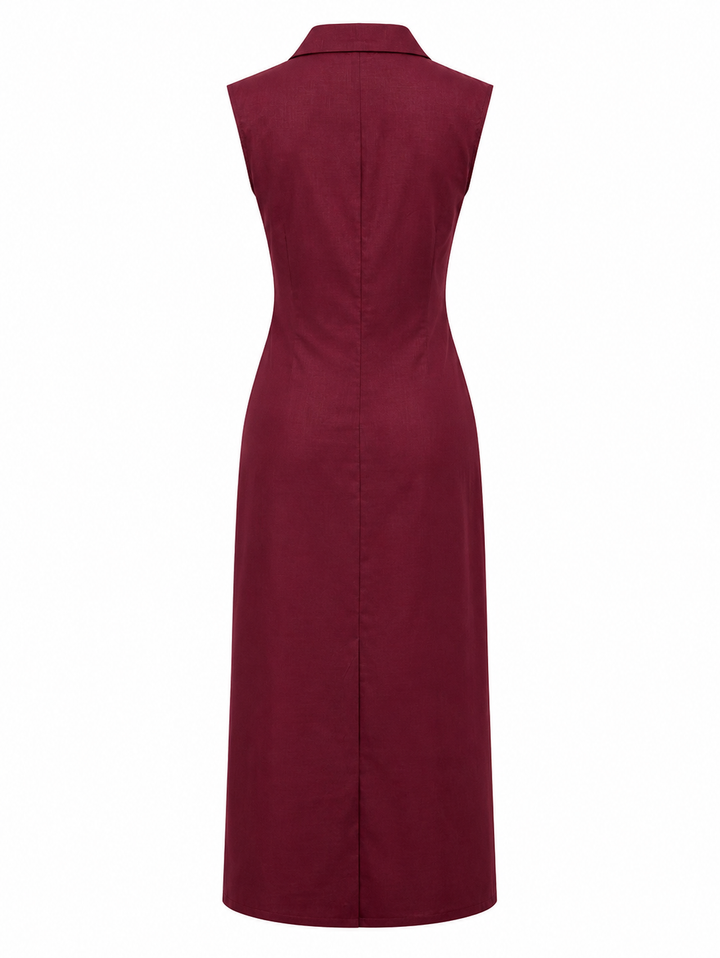 Elegant Contrast Trim Midi Dress - Modern