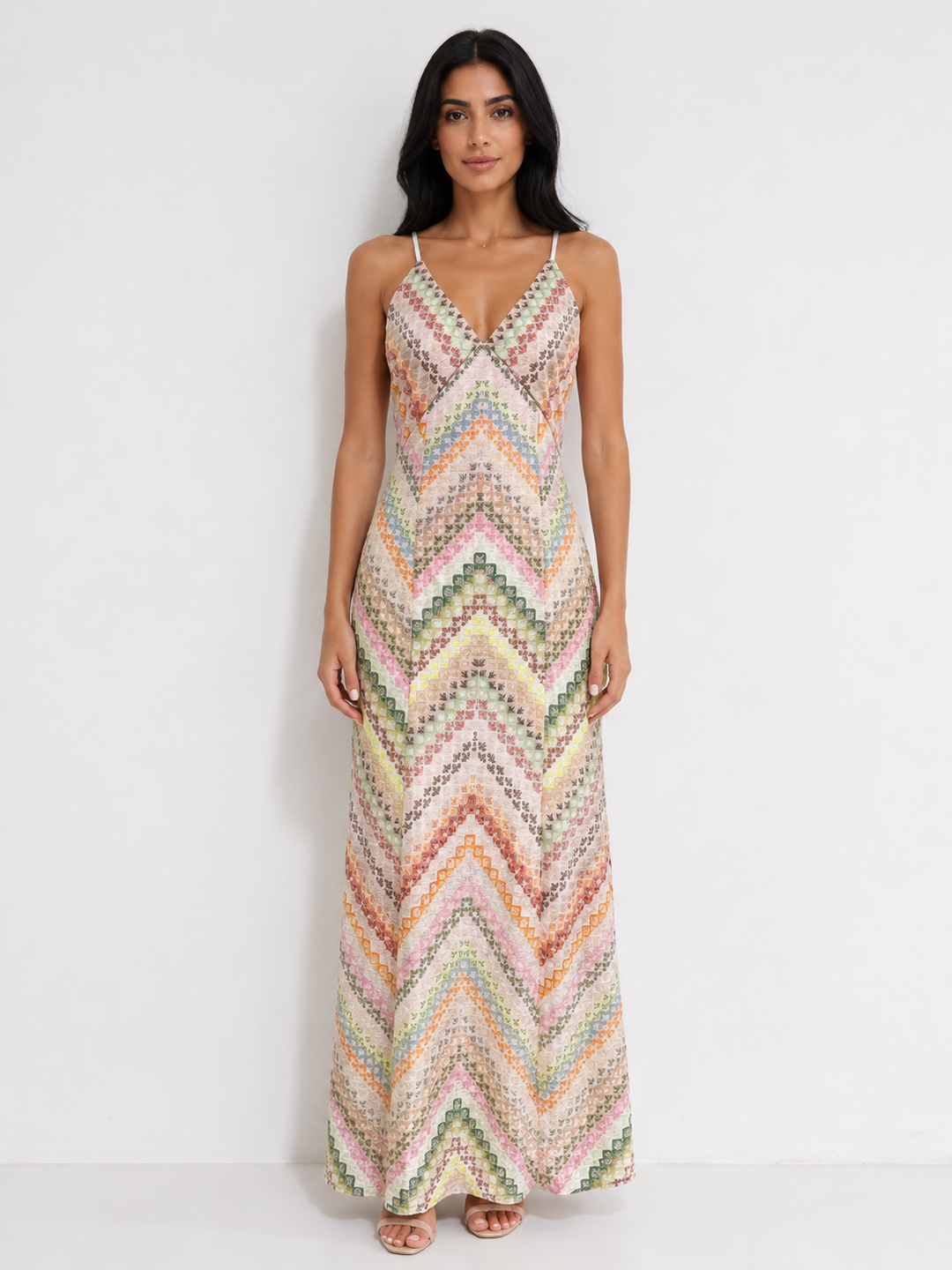 Chevron Print Maxi Dress - Breeze